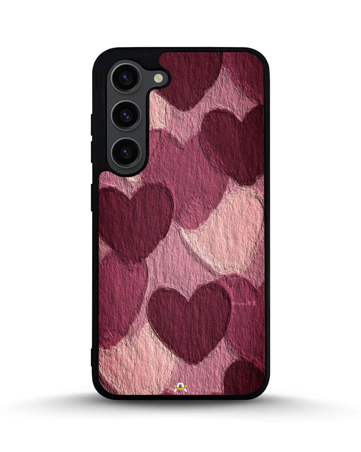 Hearts Pattern Phone Case - Textured Burgundy & Pink Print for iPhone, Samsung, Pixel, OnePlus & Vivo