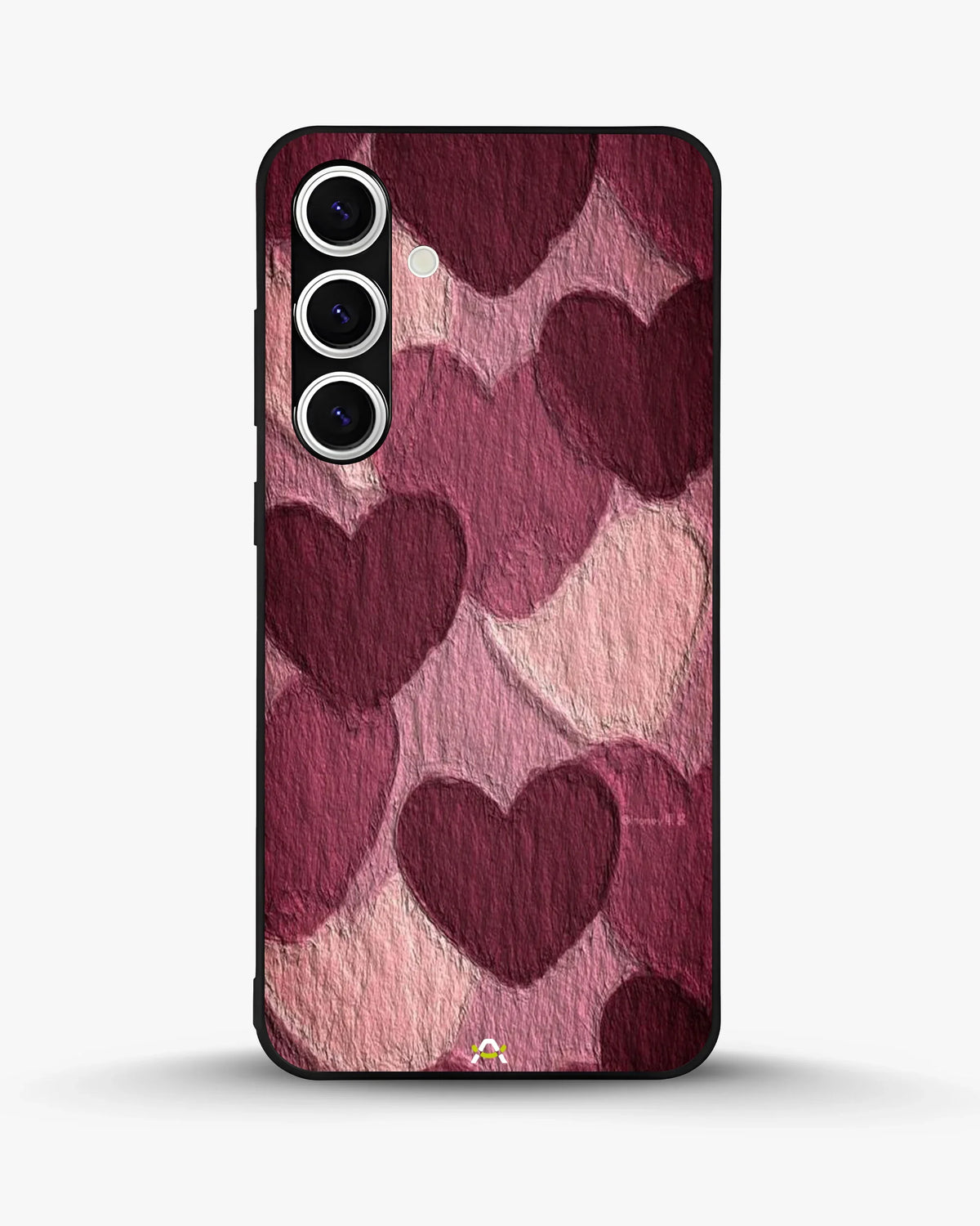 Hearts Pattern Phone Case - Textured Burgundy & Pink Print for iPhone, Samsung, Pixel, OnePlus & Vivo