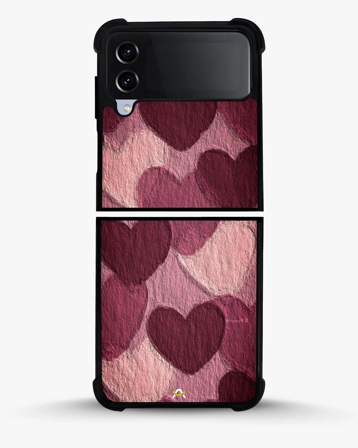 Hearts Pattern Phone Case - Textured Burgundy & Pink Print for iPhone, Samsung, Pixel, OnePlus & Vivo