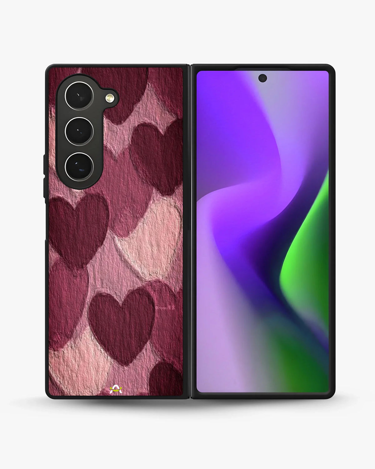 Hearts Pattern Phone Case - Textured Burgundy & Pink Print for iPhone, Samsung, Pixel, OnePlus & Vivo