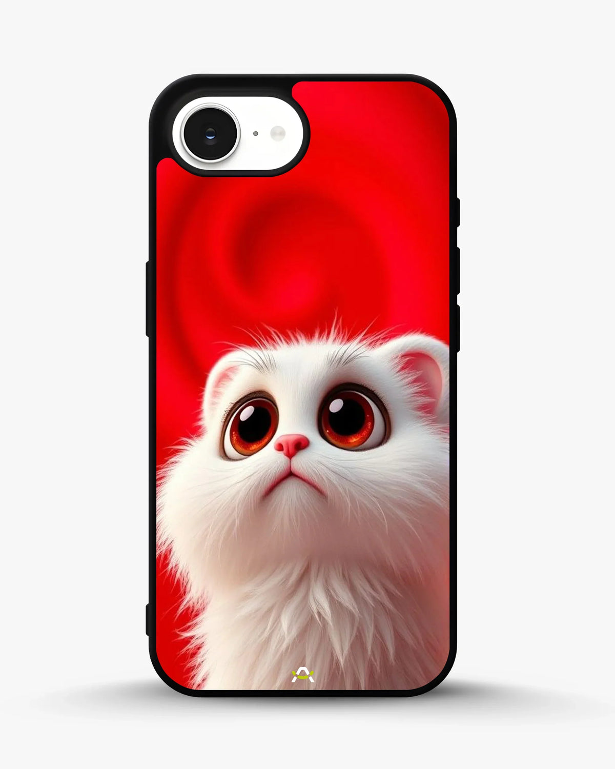 Cute White Kitten Phone Case - Fluffy Kitten Print on Red Backdrop for iPhone, Samsung, Pixel, OnePlus & Vivo