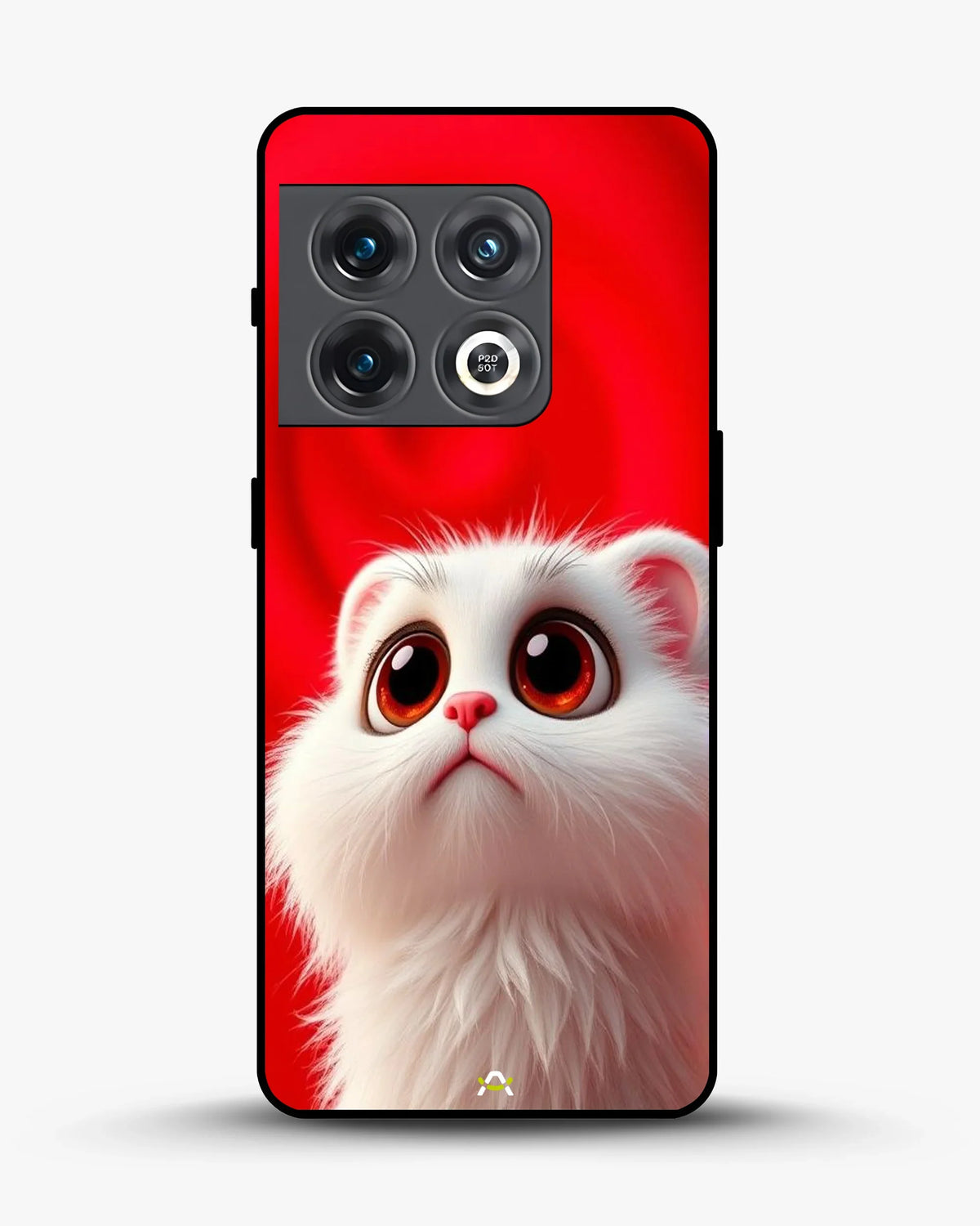 Cute White Kitten Phone Case - Fluffy Kitten Print on Red Backdrop for iPhone, Samsung, Pixel, OnePlus & Vivo