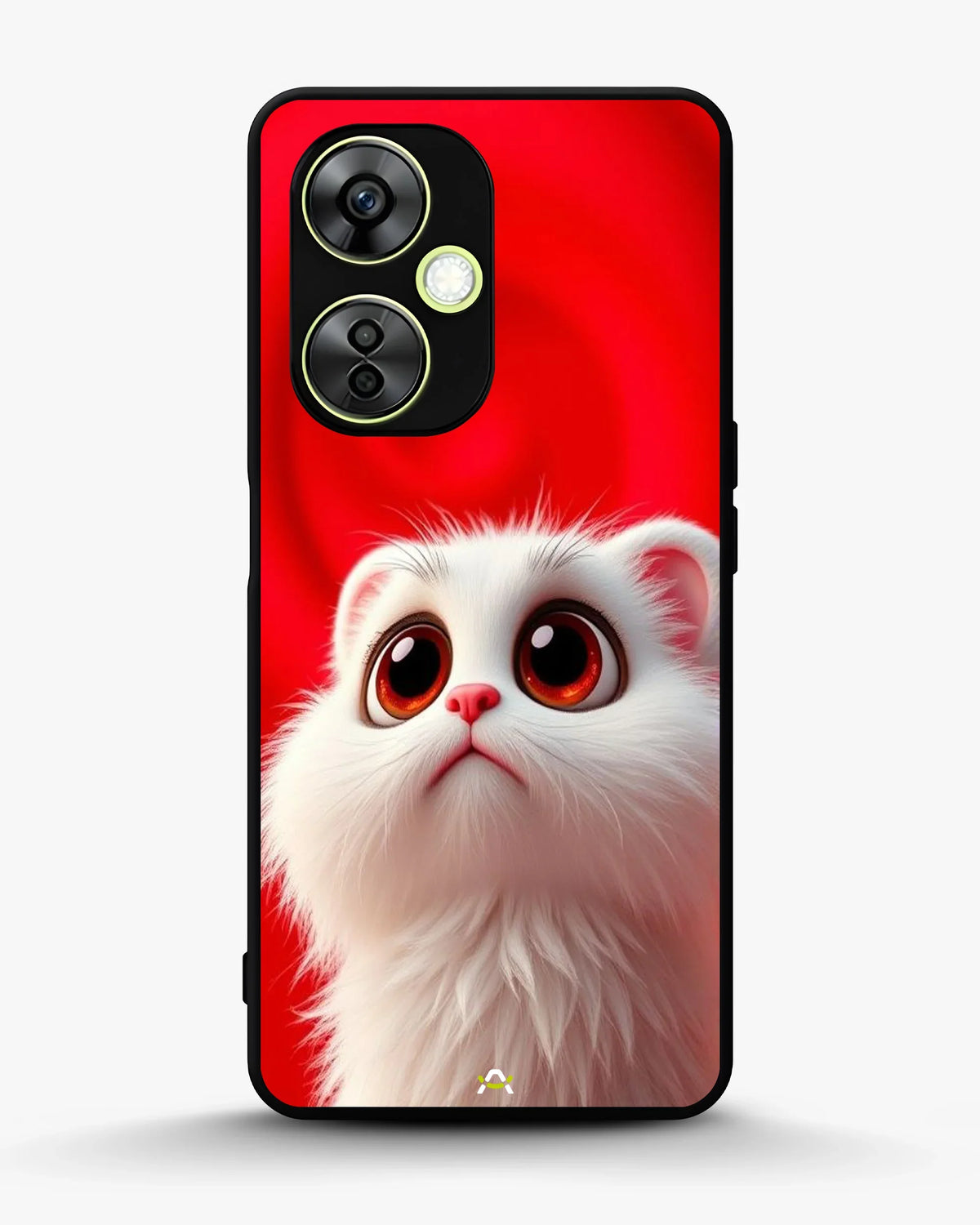Cute White Kitten Phone Case - Fluffy Kitten Print on Red Backdrop for iPhone, Samsung, Pixel, OnePlus & Vivo