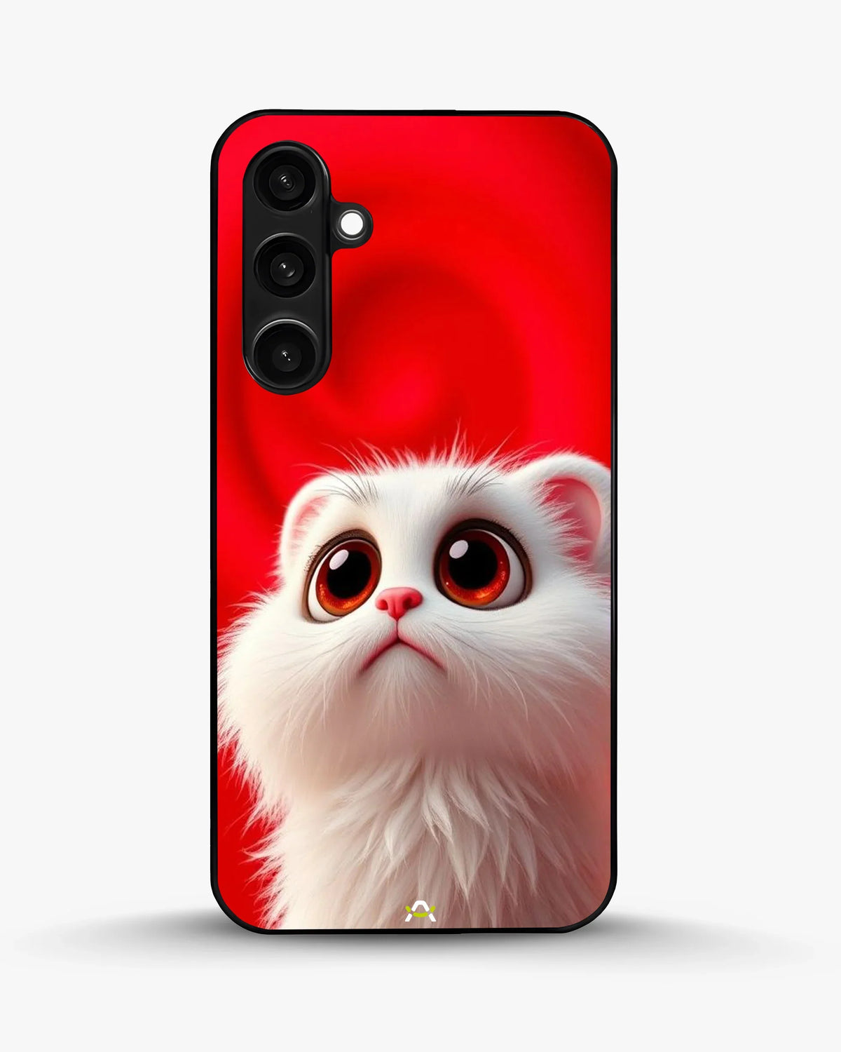Cute White Kitten Phone Case - Fluffy Kitten Print on Red Backdrop for iPhone, Samsung, Pixel, OnePlus & Vivo