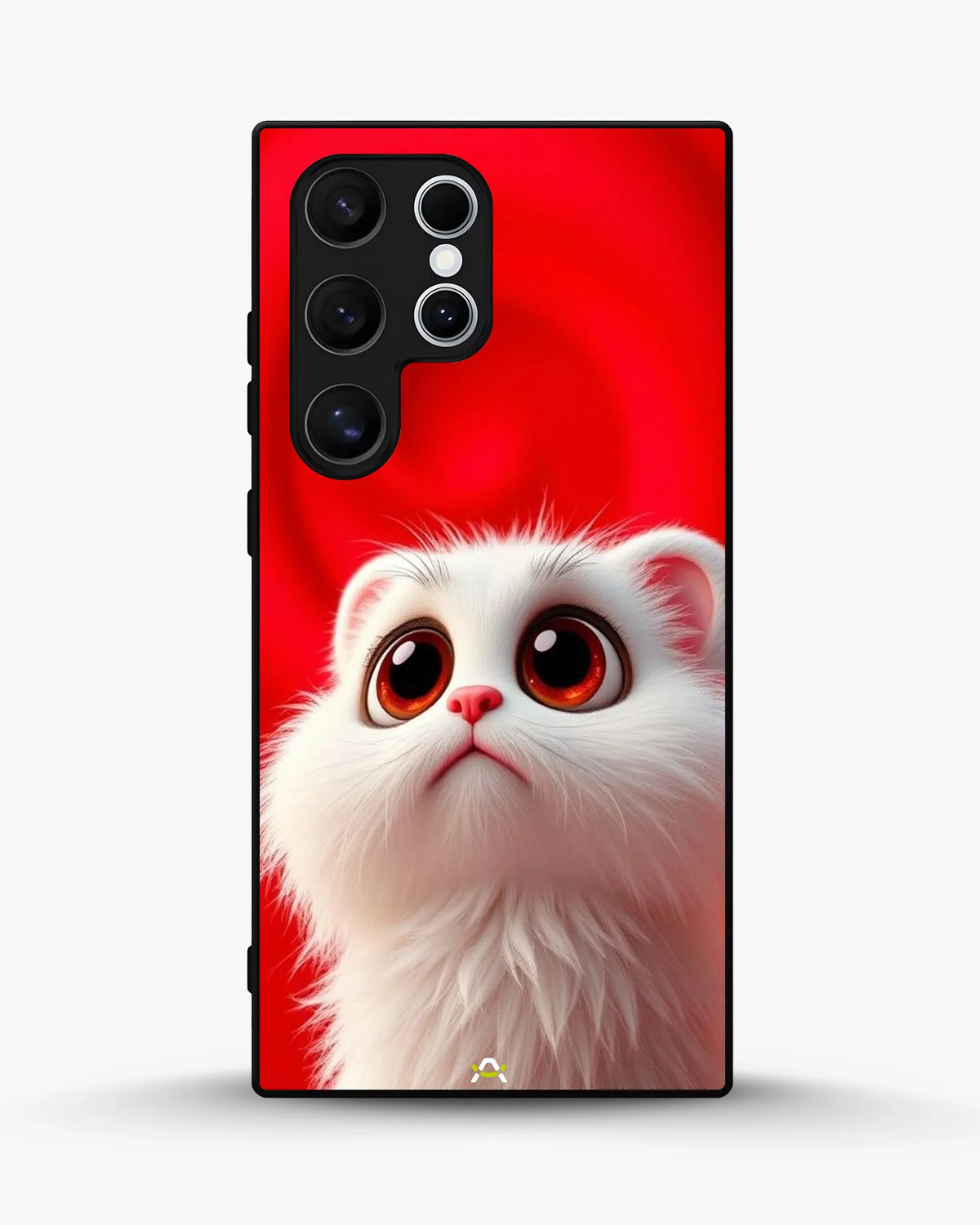 Cute White Kitten Phone Case - Fluffy Kitten Print on Red Backdrop for iPhone, Samsung, Pixel, OnePlus & Vivo