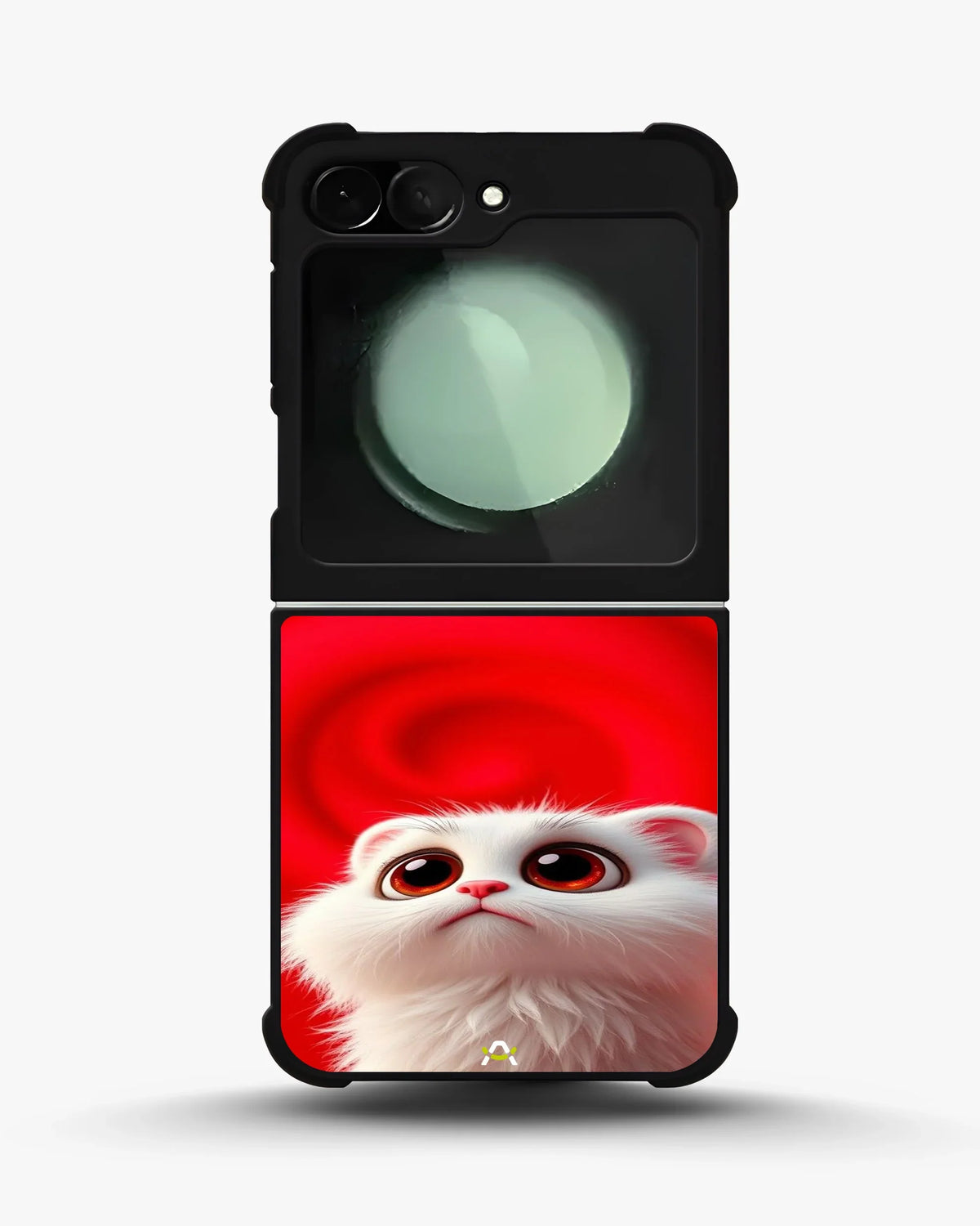 Cute White Kitten Phone Case - Fluffy Kitten Print on Red Backdrop for iPhone, Samsung, Pixel, OnePlus & Vivo
