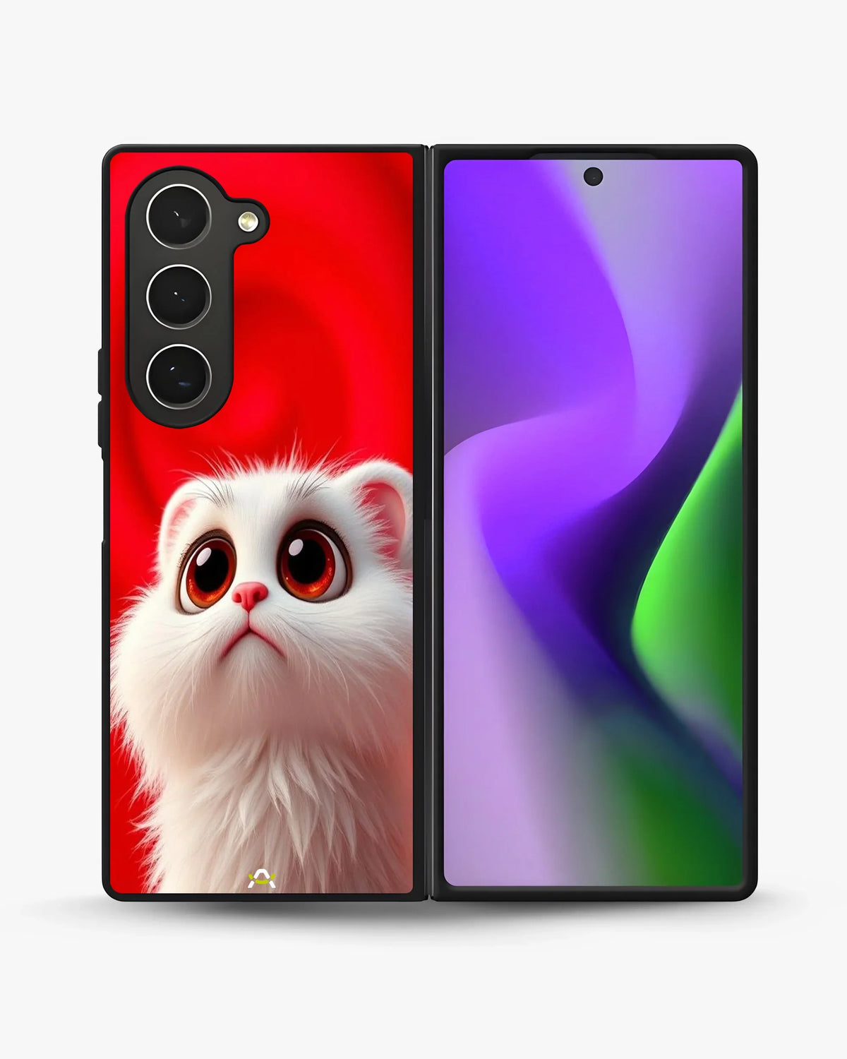 Cute White Kitten Phone Case - Fluffy Kitten Print on Red Backdrop for iPhone, Samsung, Pixel, OnePlus & Vivo