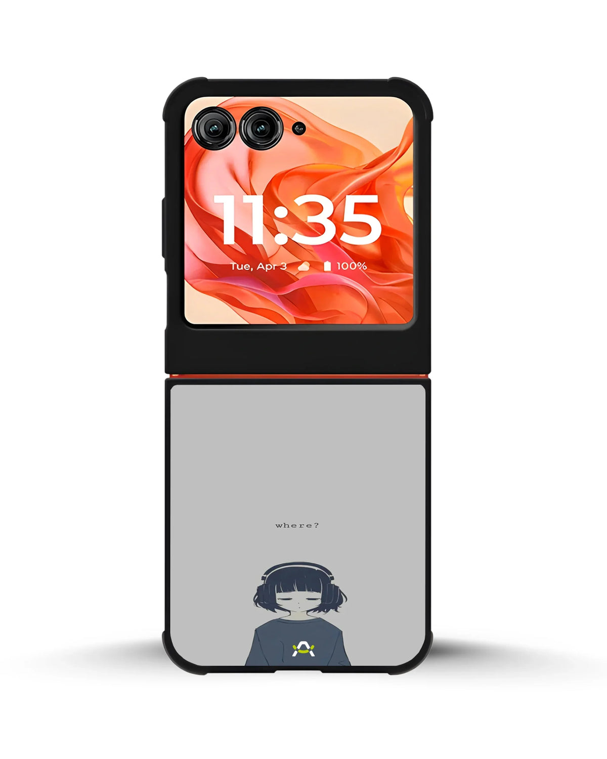 Navy Headphones Girl Phone Case - Calm Navy & Gray Art Print for iPhone, Samsung, Pixel, OnePlus & Vivo