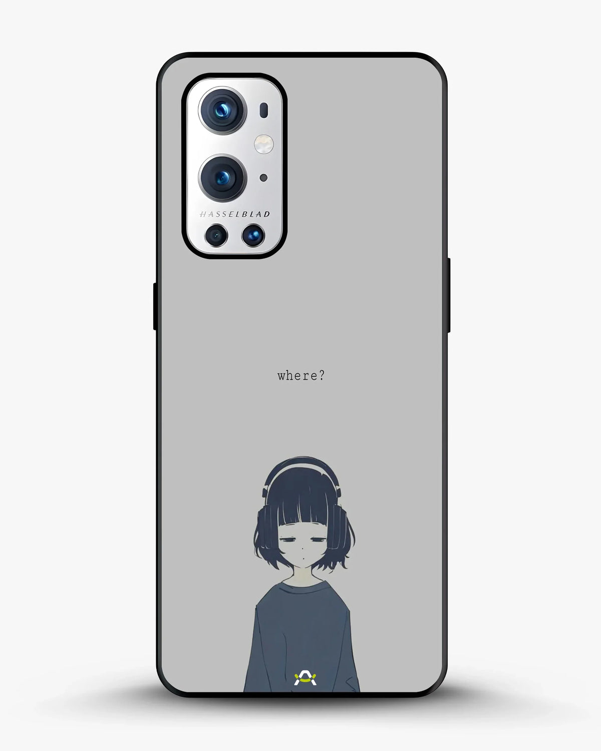 Navy Headphones Girl Phone Case - Calm Navy & Gray Art Print for iPhone, Samsung, Pixel, OnePlus & Vivo