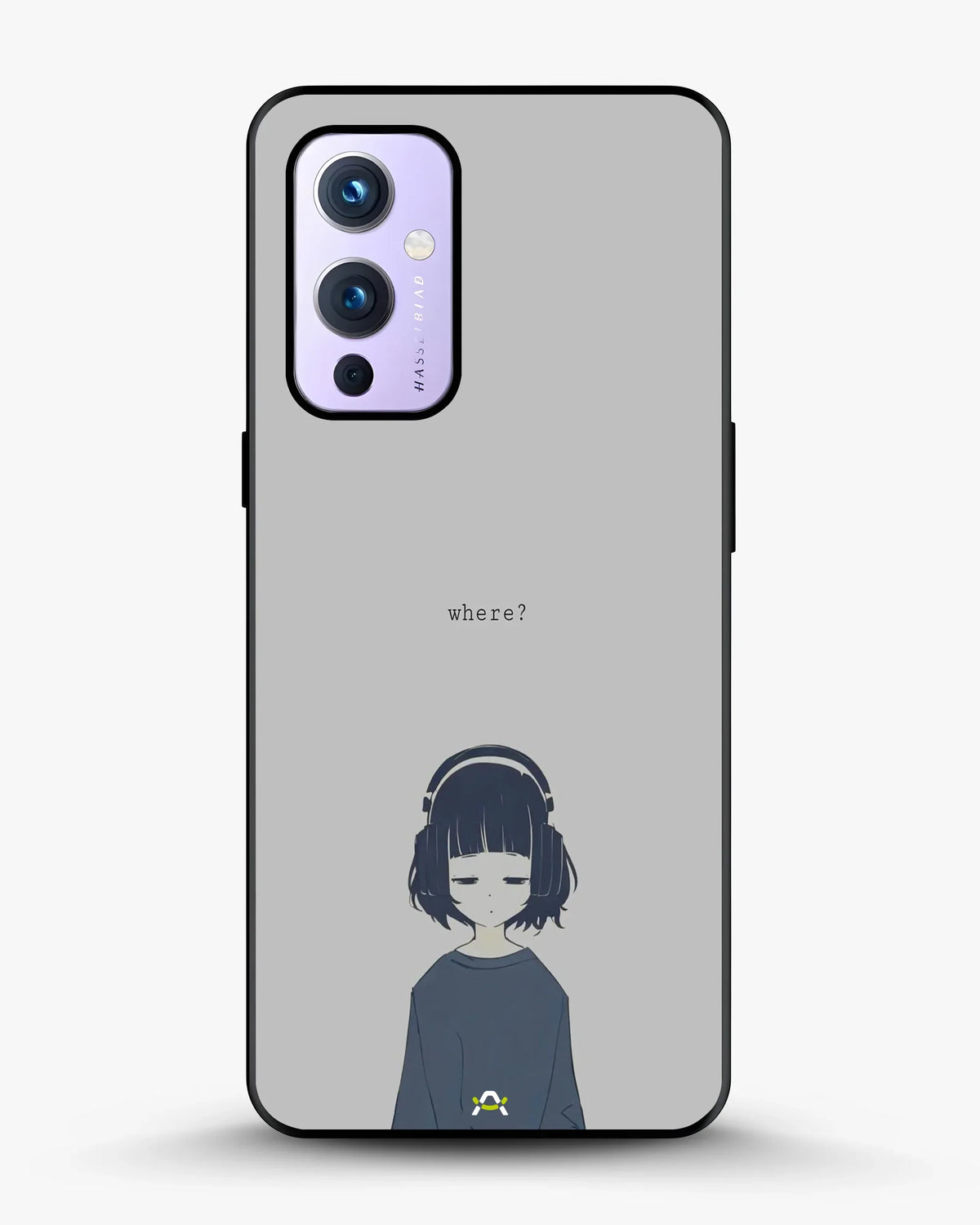Navy Headphones Girl Phone Case - Calm Navy & Gray Art Print for iPhone, Samsung, Pixel, OnePlus & Vivo