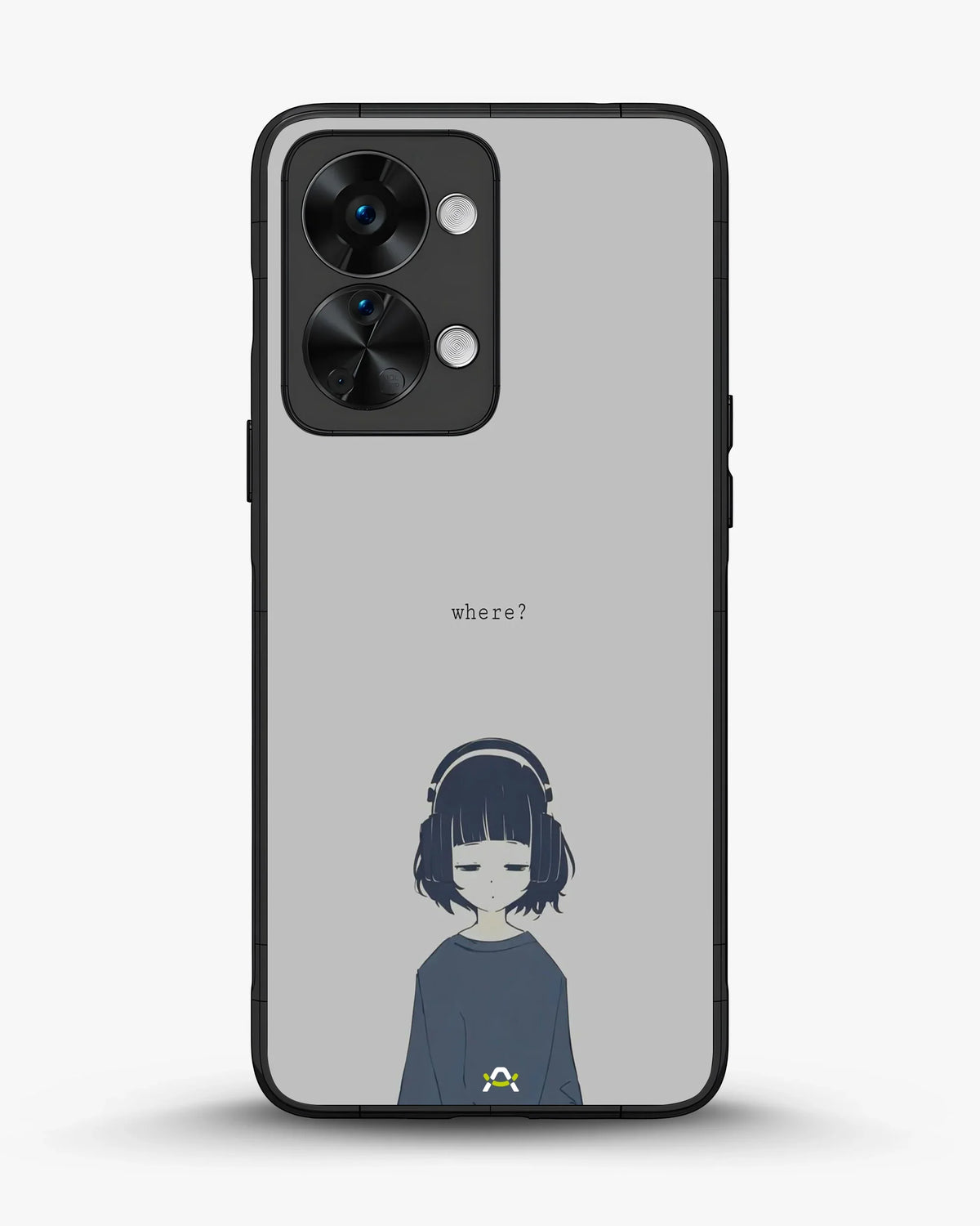 Navy Headphones Girl Phone Case - Calm Navy & Gray Art Print for iPhone, Samsung, Pixel, OnePlus & Vivo