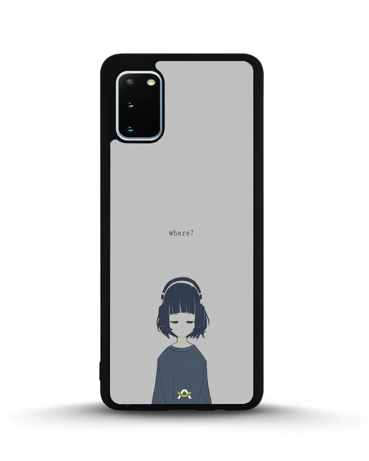 Navy Headphones Girl Phone Case - Calm Navy & Gray Art Print for iPhone, Samsung, Pixel, OnePlus & Vivo