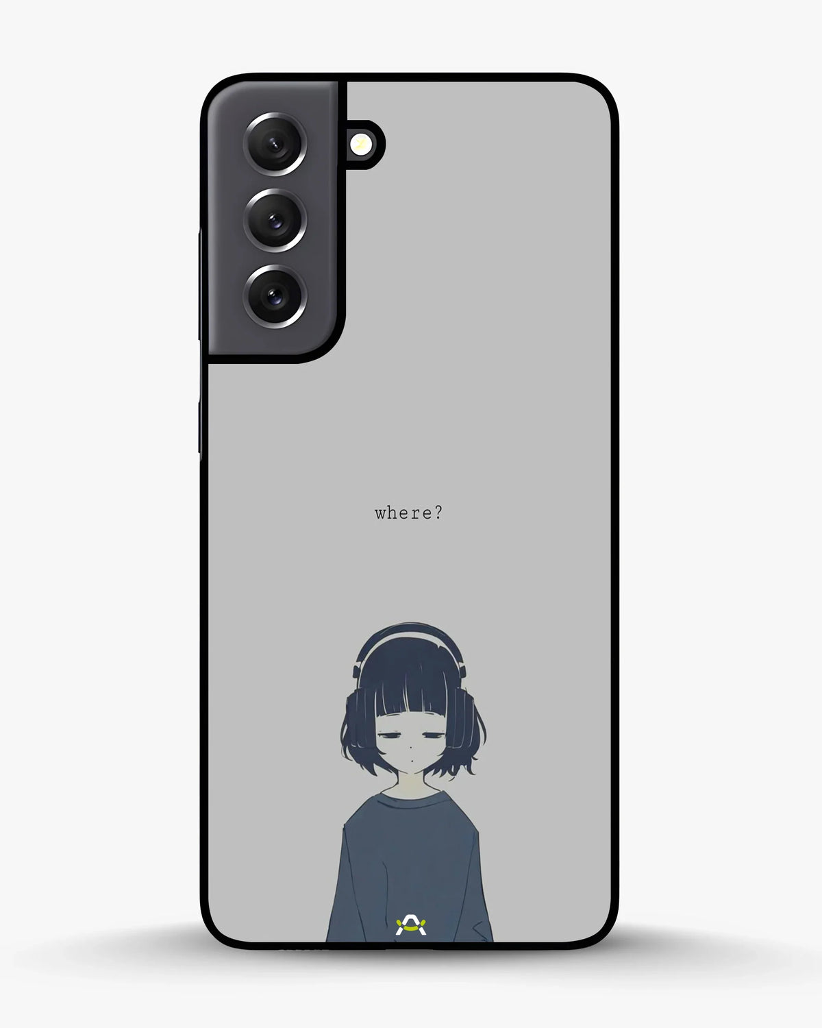 Navy Headphones Girl Phone Case - Calm Navy & Gray Art Print for iPhone, Samsung, Pixel, OnePlus & Vivo