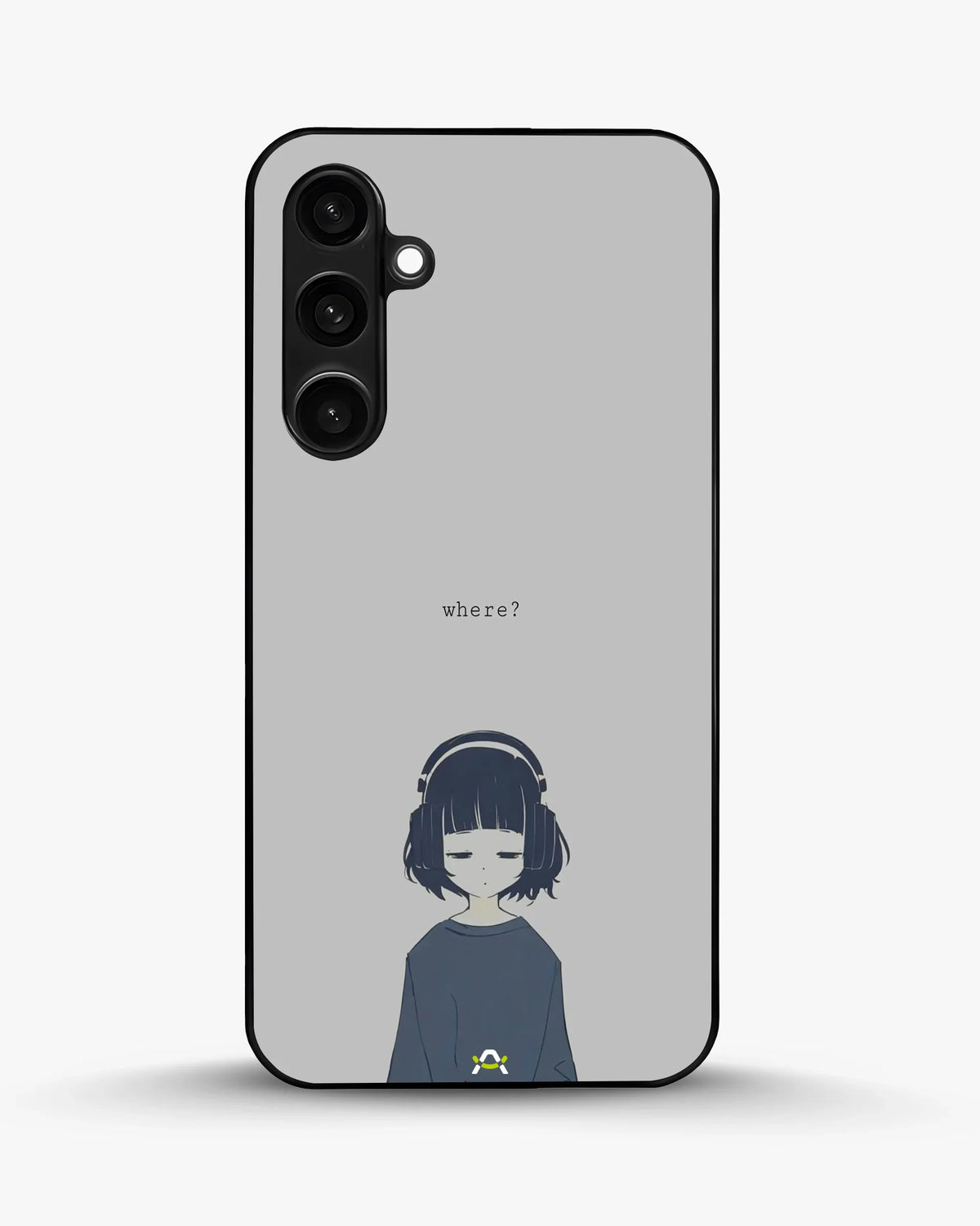 Navy Headphones Girl Phone Case - Calm Navy & Gray Art Print for iPhone, Samsung, Pixel, OnePlus & Vivo