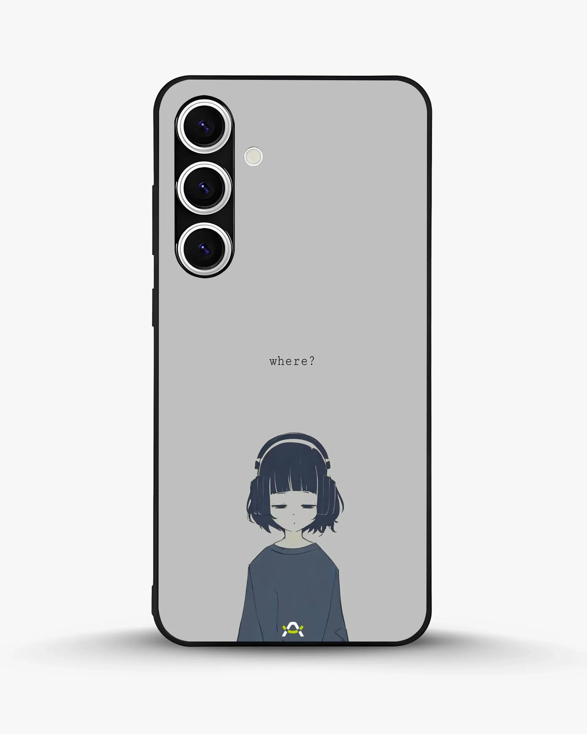 Navy Headphones Girl Phone Case - Calm Navy & Gray Art Print for iPhone, Samsung, Pixel, OnePlus & Vivo