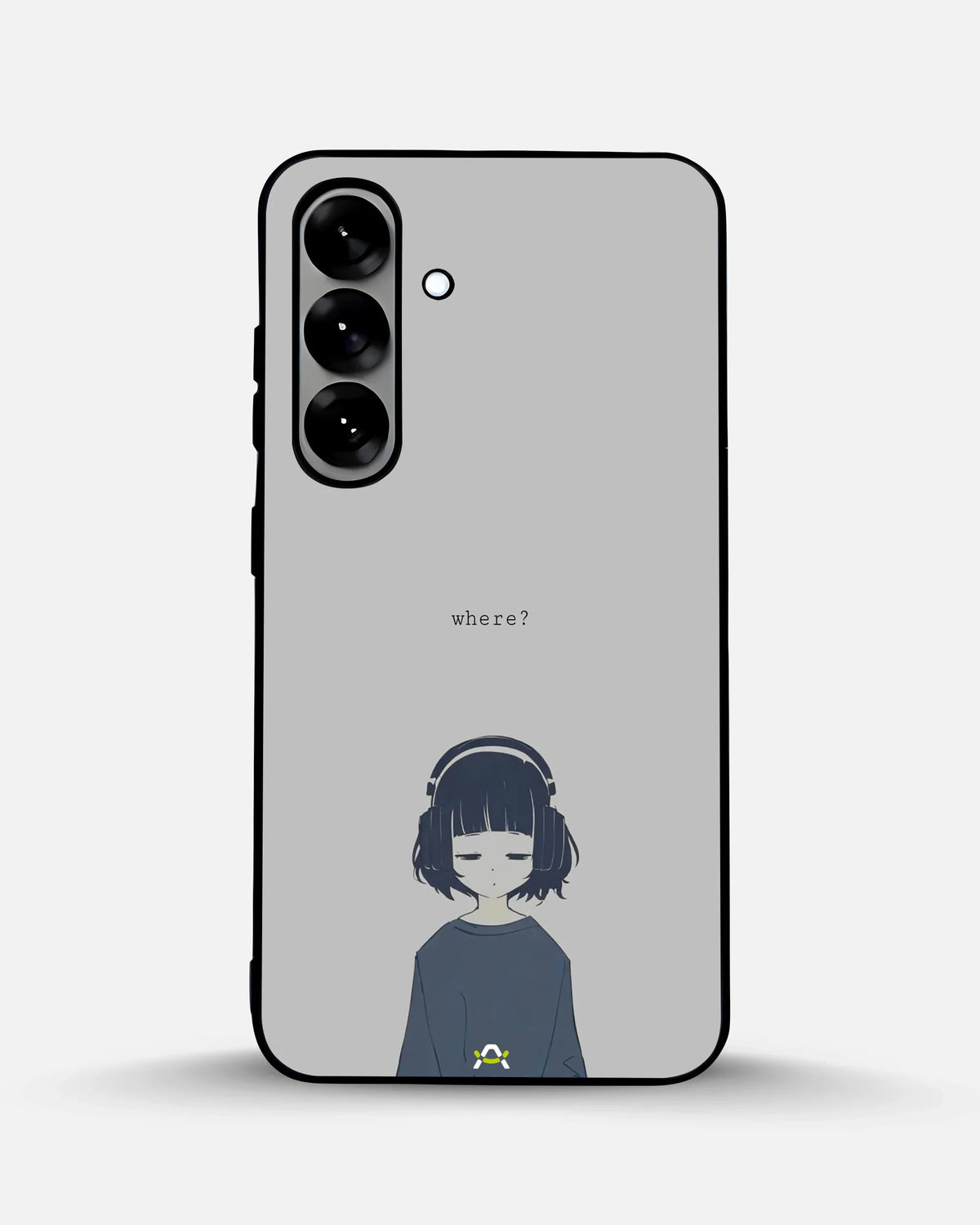 Navy Headphones Girl Phone Case - Calm Navy & Gray Art Print for iPhone, Samsung, Pixel, OnePlus & Vivo