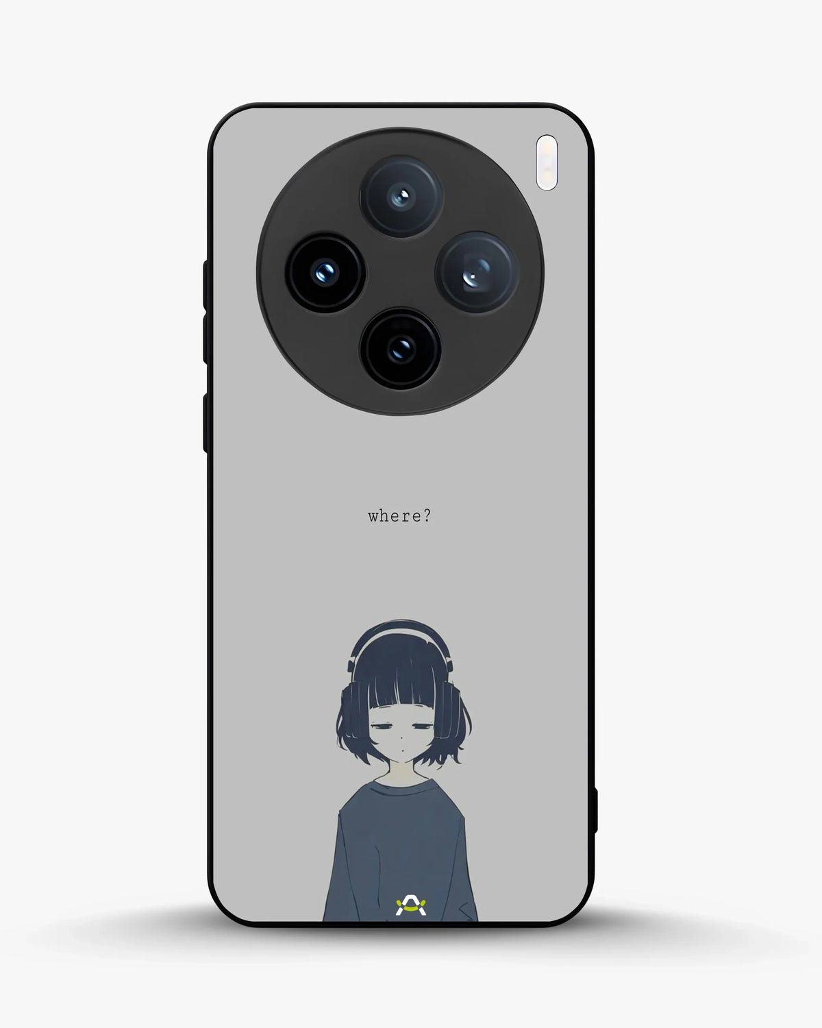 Navy Headphones Girl Phone Case - Calm Navy & Gray Art Print for iPhone, Samsung, Pixel, OnePlus & Vivo