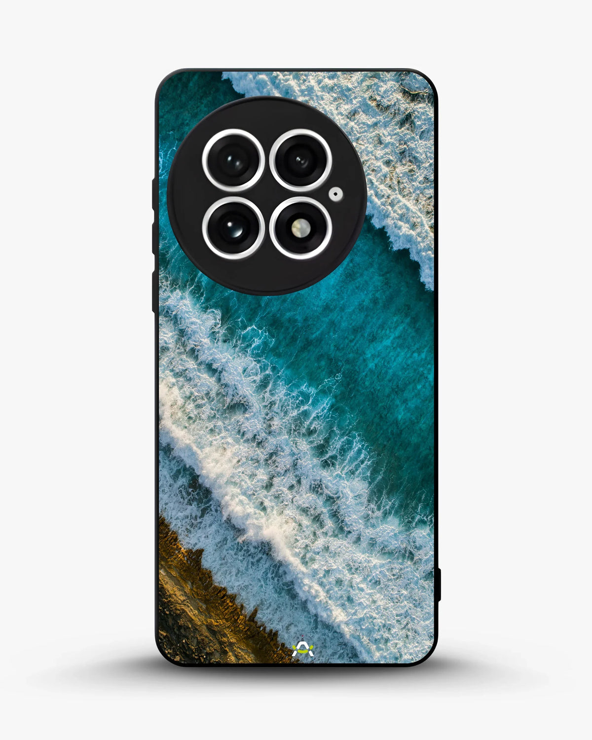 Ocean Waves Phone Case - Turquoise & Golden Print for iPhone, Samsung, Pixel, OnePlus & Vivo