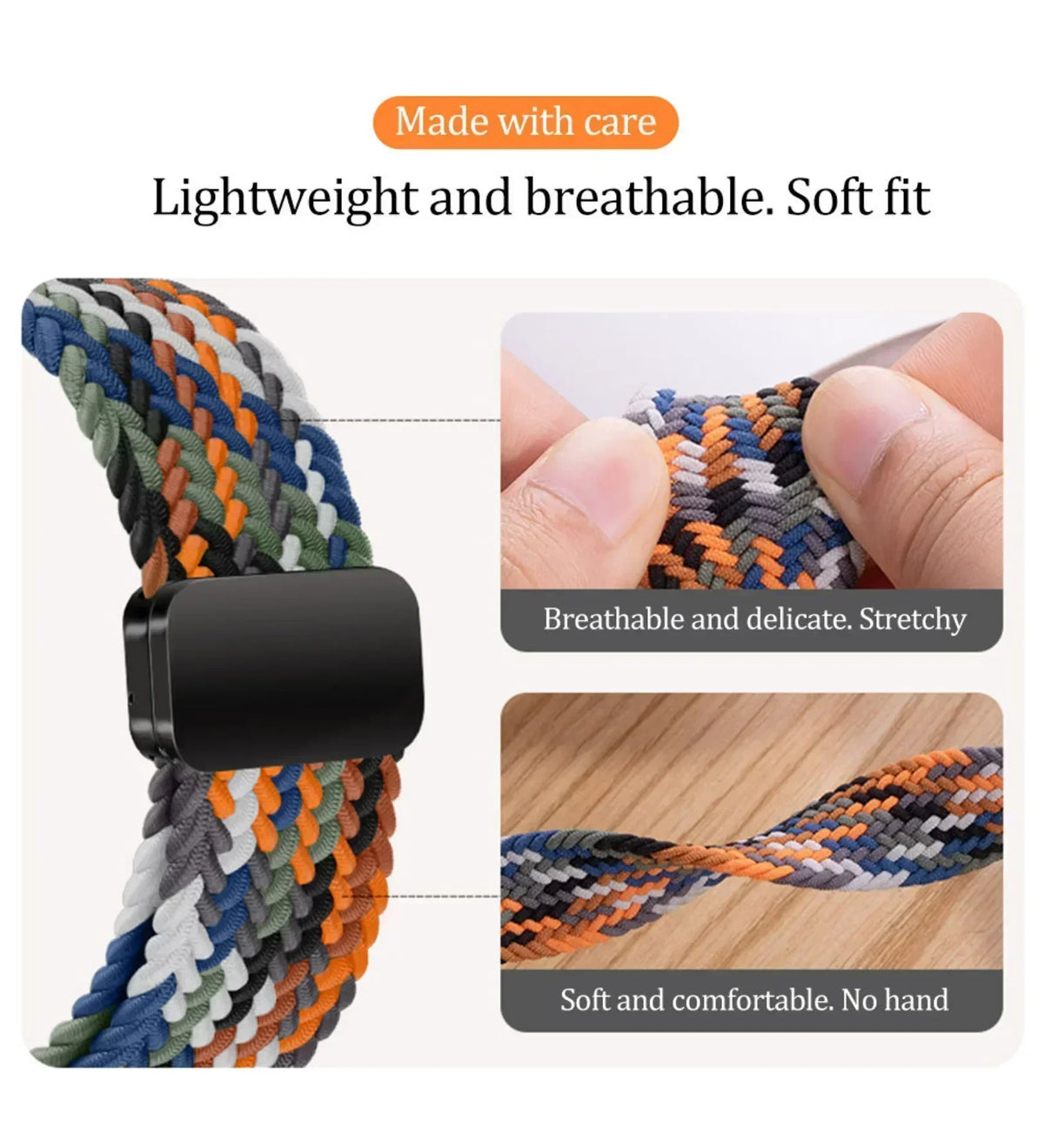 Magnetic Buckle Braided Loop Band for Apple Watch - Red Nylon Strap