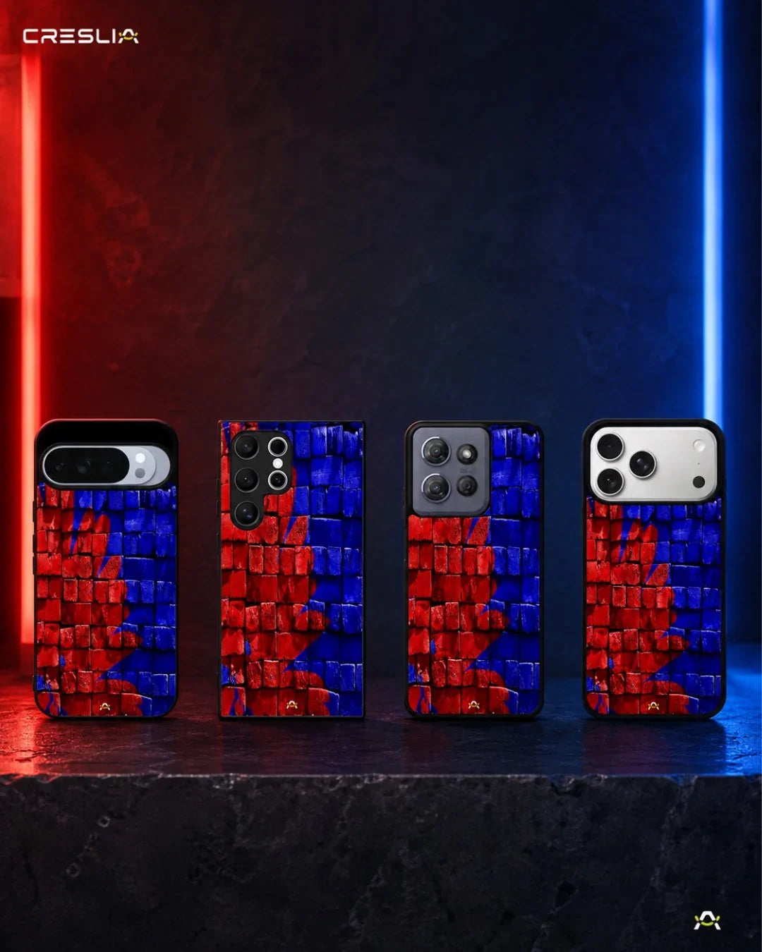 Red & Blue Painted Bricks Phone Case - Bold Street Wall Print for iPhone, Samsung, Pixel, OnePlus & Vivo