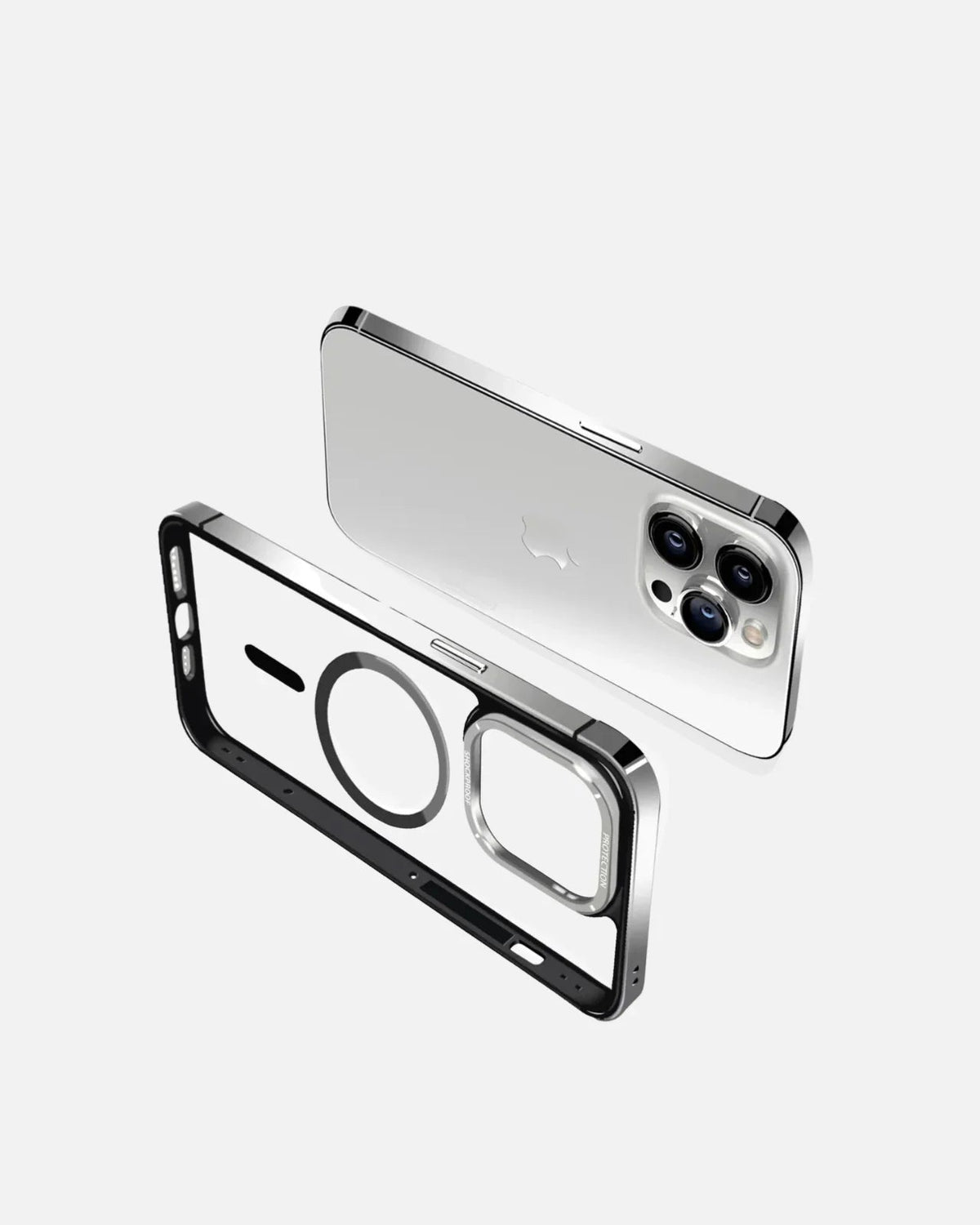 Stainless Steel MagSafe Case for iPhone 15 Pro & Pro Max – Clear Back & Metal Frame