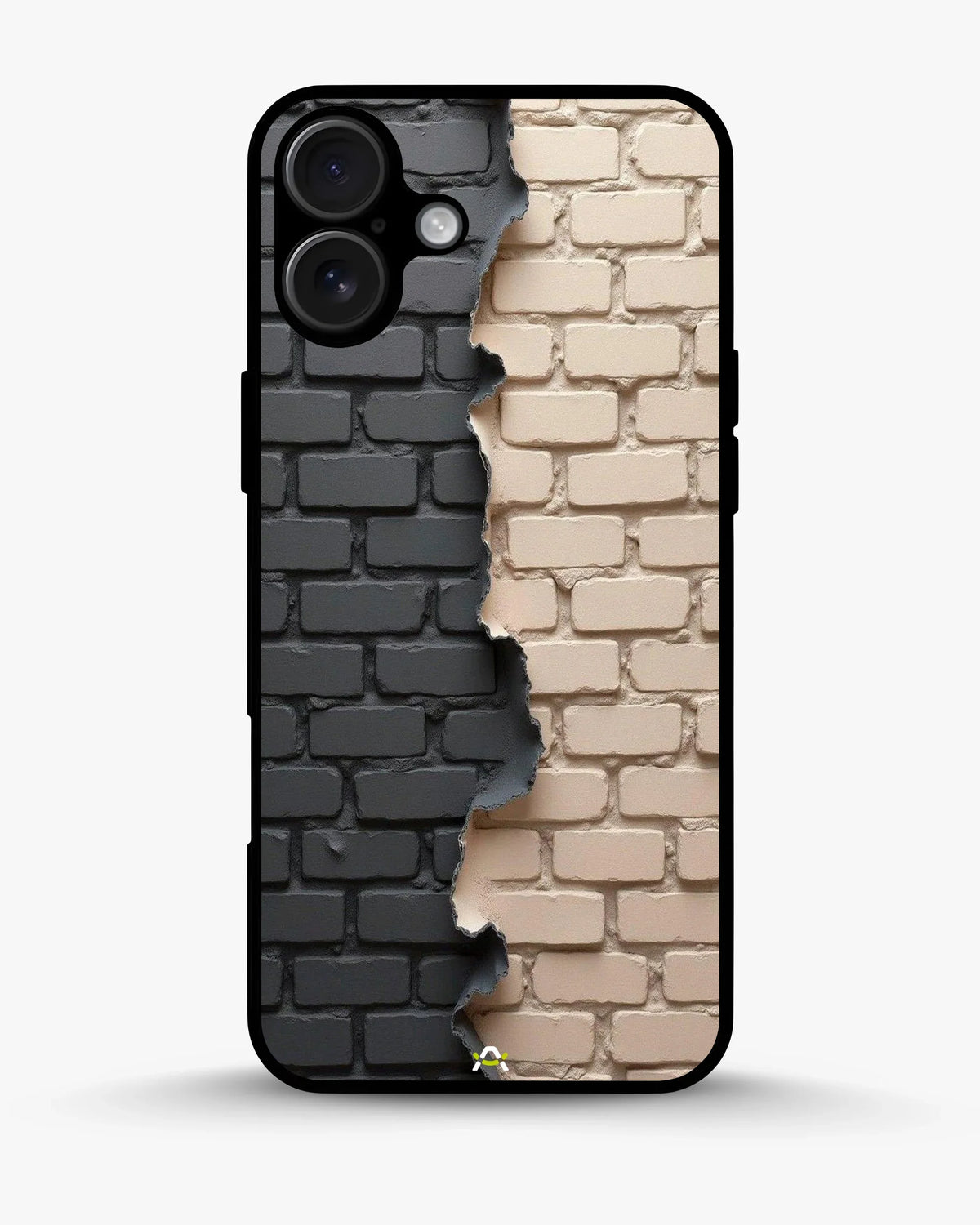 Torn Brick Wall Phone Case - Charcoal & Beige Split Print for iPhone, Samsung, Pixel, OnePlus & Vivo