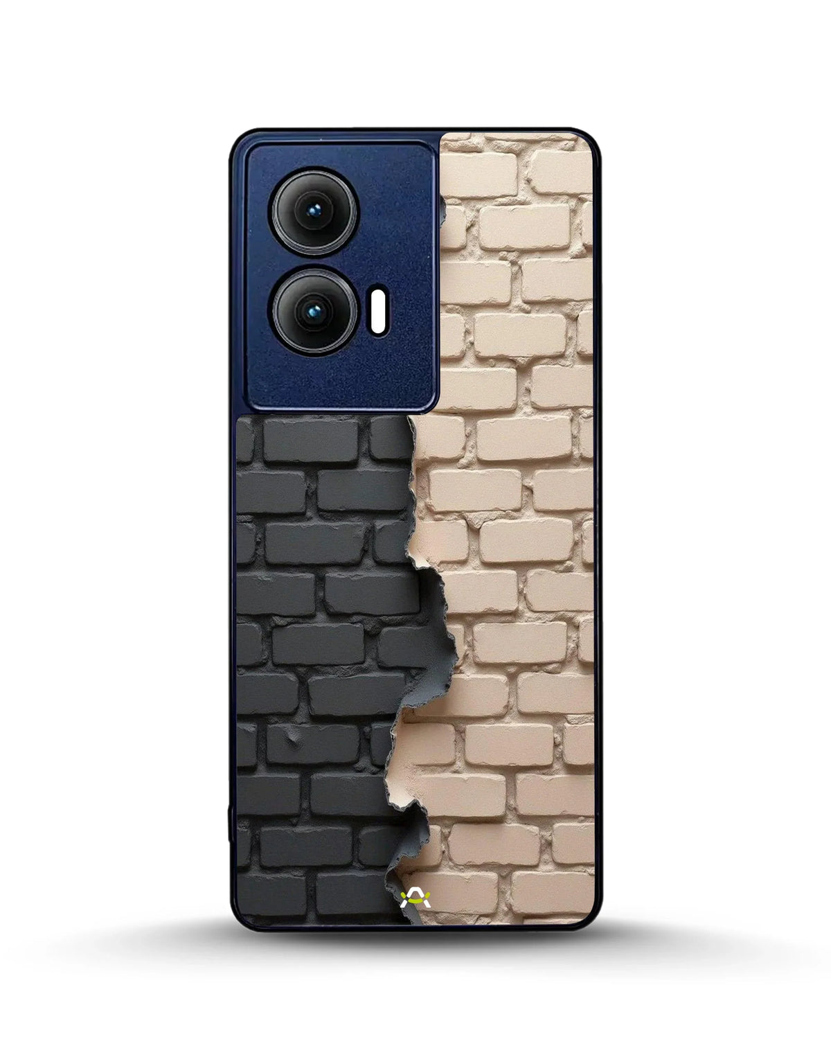 Torn Brick Wall Phone Case - Charcoal & Beige Split Print for iPhone, Samsung, Pixel, OnePlus & Vivo