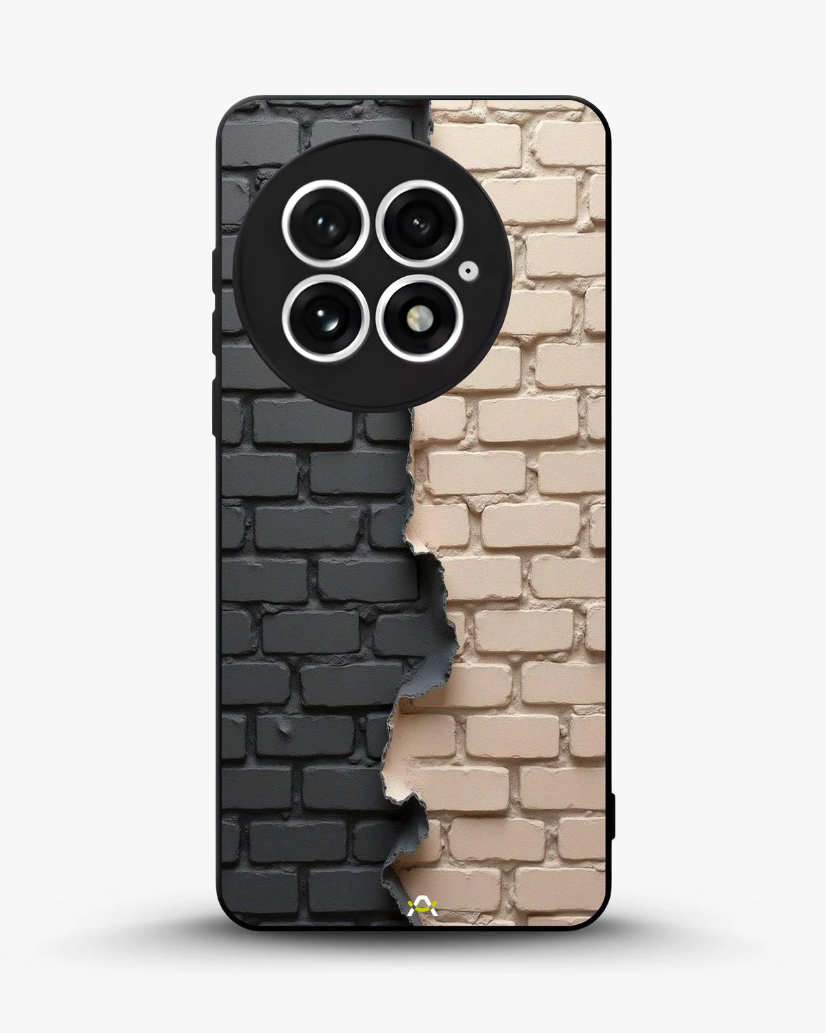 Torn Brick Wall Phone Case - Charcoal & Beige Split Print for iPhone, Samsung, Pixel, OnePlus & Vivo