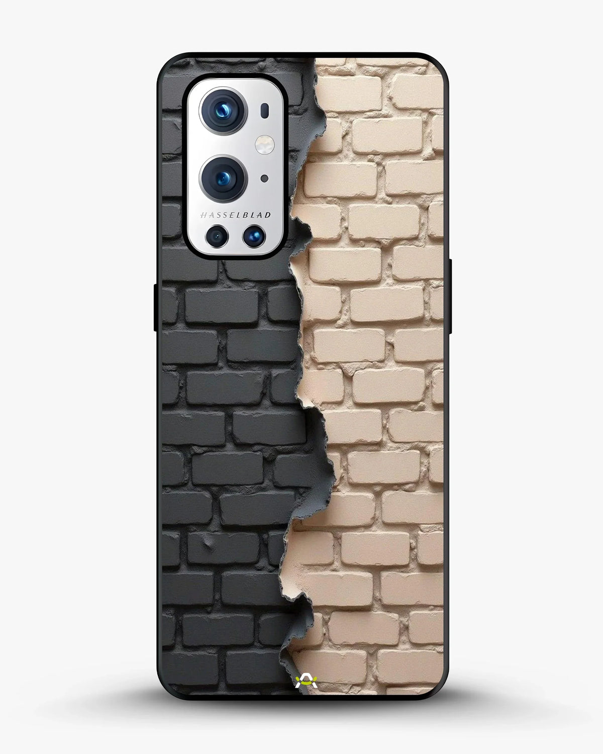 Torn Brick Wall Phone Case - Charcoal & Beige Split Print for iPhone, Samsung, Pixel, OnePlus & Vivo