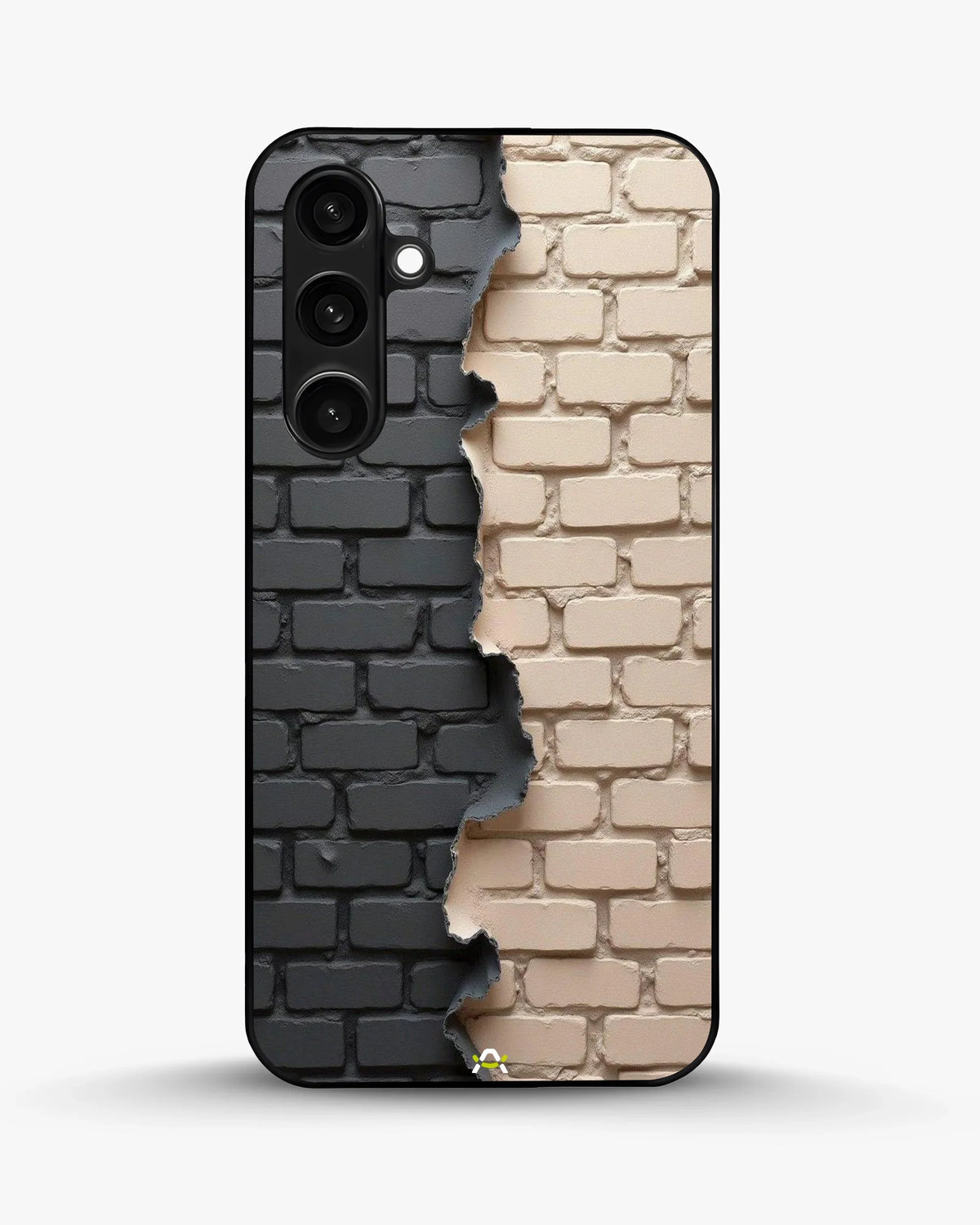 Torn Brick Wall Phone Case - Charcoal & Beige Split Print for iPhone, Samsung, Pixel, OnePlus & Vivo