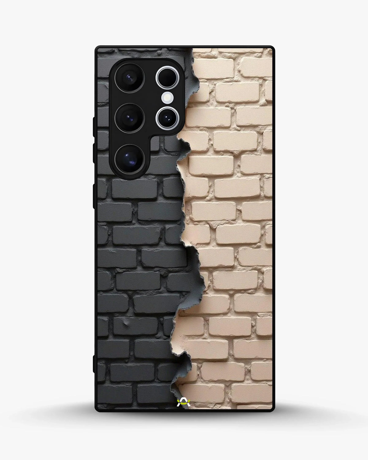 Torn Brick Wall Phone Case - Charcoal & Beige Split Print for iPhone, Samsung, Pixel, OnePlus & Vivo