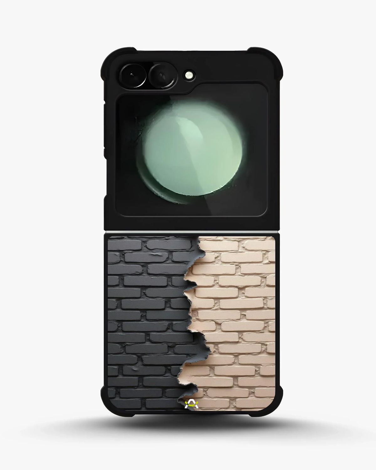 Torn Brick Wall Phone Case - Charcoal & Beige Split Print for iPhone, Samsung, Pixel, OnePlus & Vivo