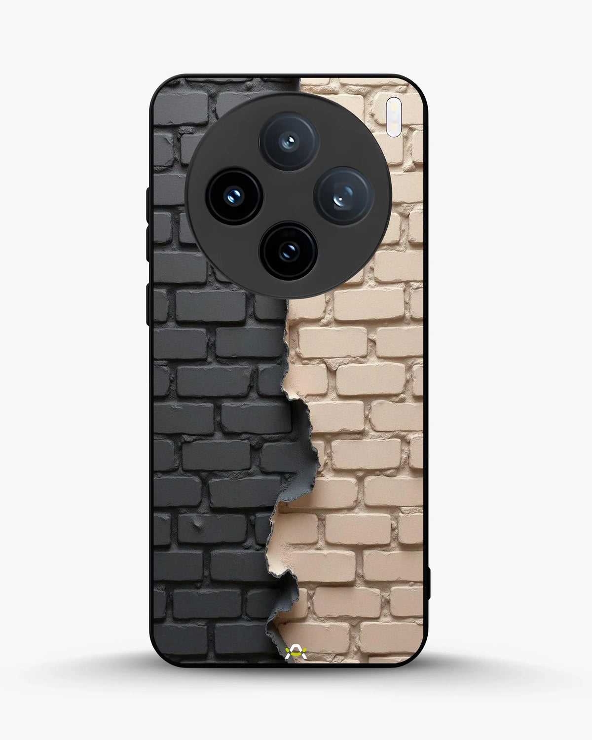 Torn Brick Wall Phone Case - Charcoal & Beige Split Print for iPhone, Samsung, Pixel, OnePlus & Vivo