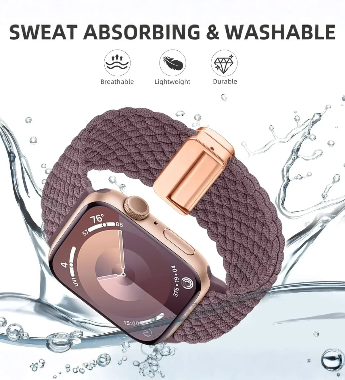 Magnetic Buckle Braided Loop Band for Apple Watch - Red Nylon Strap