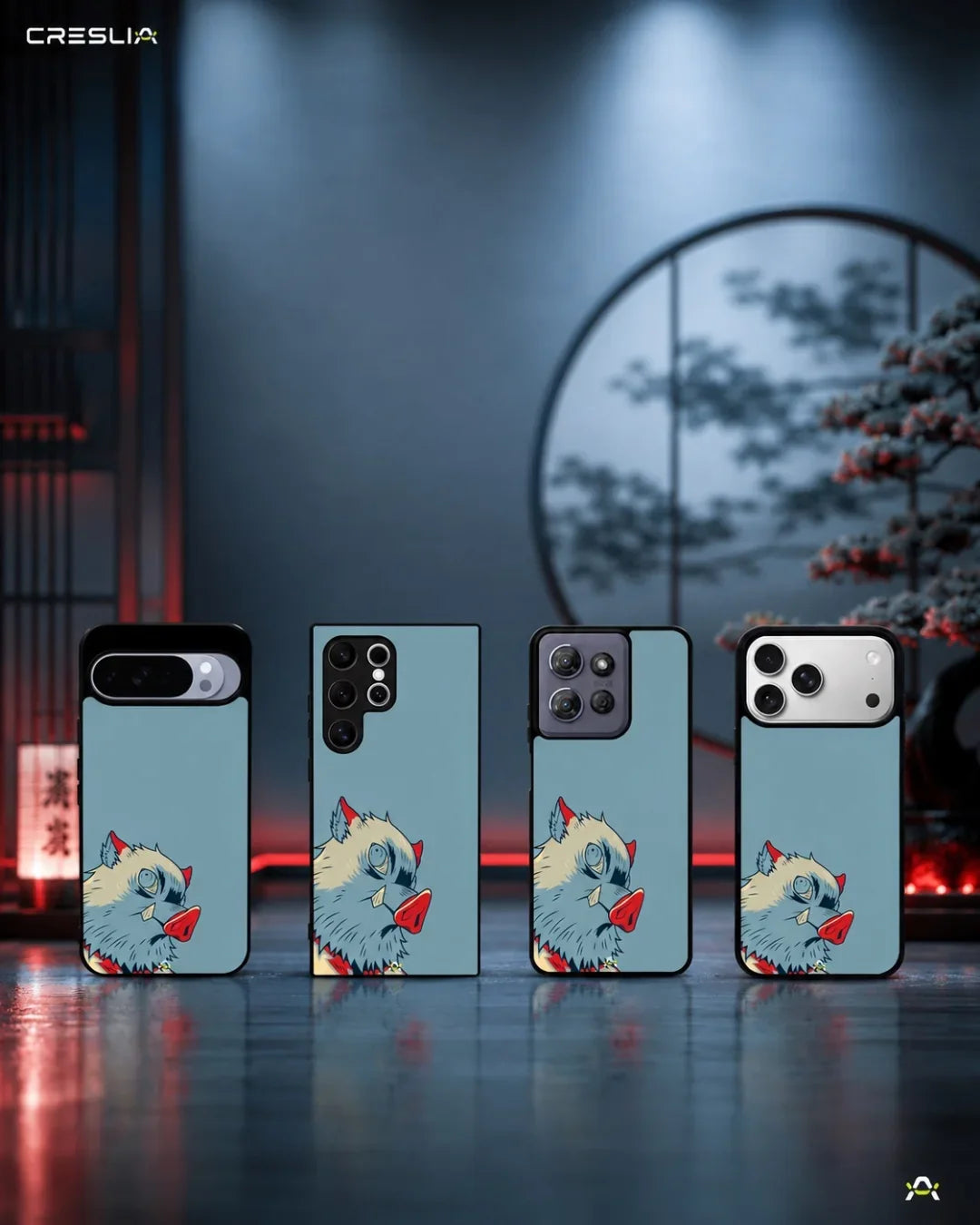 Wolf Graphic Phone Case - Bold Blue & Red Print for iPhone, Samsung, Pixel, OnePlus & Vivo