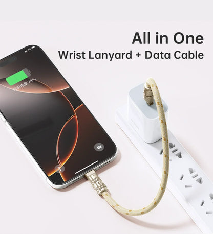 ROCK R15 Phone Lanyard + Fast-Charging Data Cable - Beige