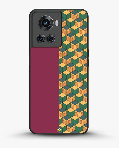 3D Cube Pattern Phone Case - Yellow & Burgundy Geometric Print for iPhone, Samsung, Pixel, OnePlus & Vivo