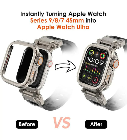 Apple Watch Ultra Converter Case Cover – Instantly Transform 44/45/46mm into Ultra Look - Natural Titanium
