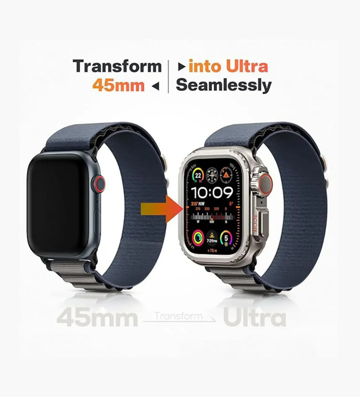 Apple Watch Ultra Converter Case Cover – Instantly Transform 44/45/46mm into Ultra Look - Natural Titanium