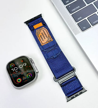 Breathable Woven Nylon Apple Watch Band - Navy Blue