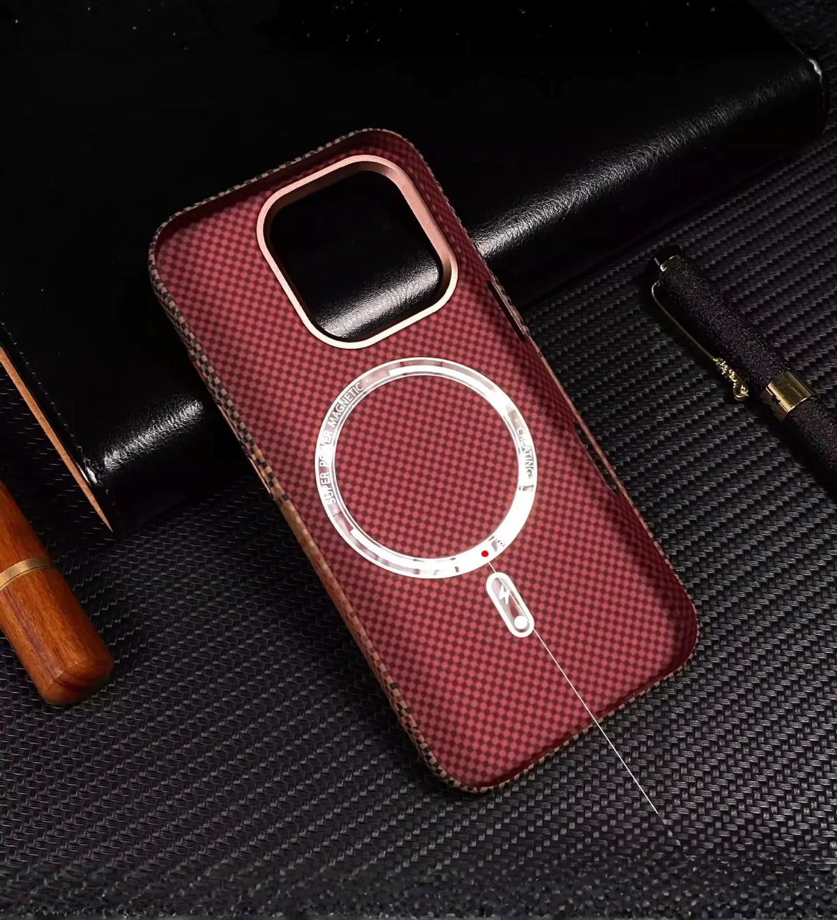 Classic Plaid Carbon Fiber MagSafe iPhone Case Cover - Slim, Stylish & Protective