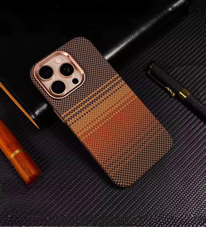 Classic Plaid Carbon Fiber MagSafe iPhone Case Cover - Slim, Stylish & Protective