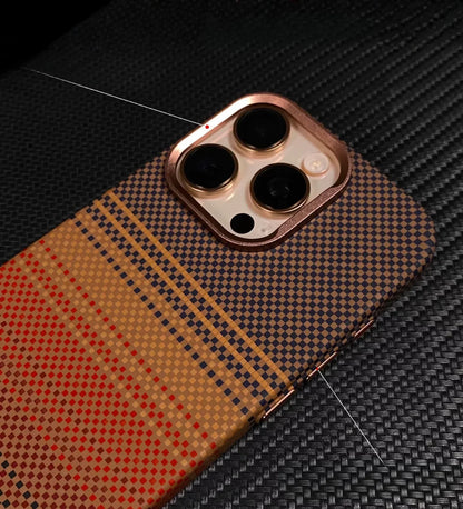 Classic Plaid Carbon Fiber MagSafe iPhone Case Cover - Slim, Stylish & Protective