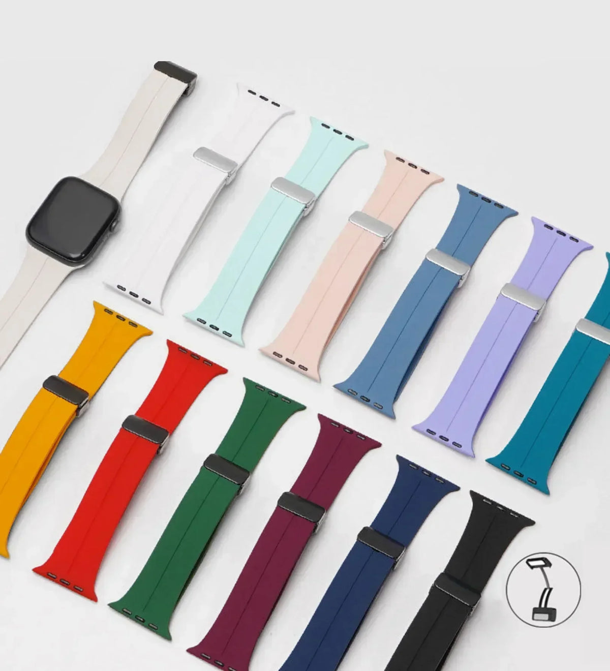 Silicone Magnetic Buckle Apple Watch Band – Black
