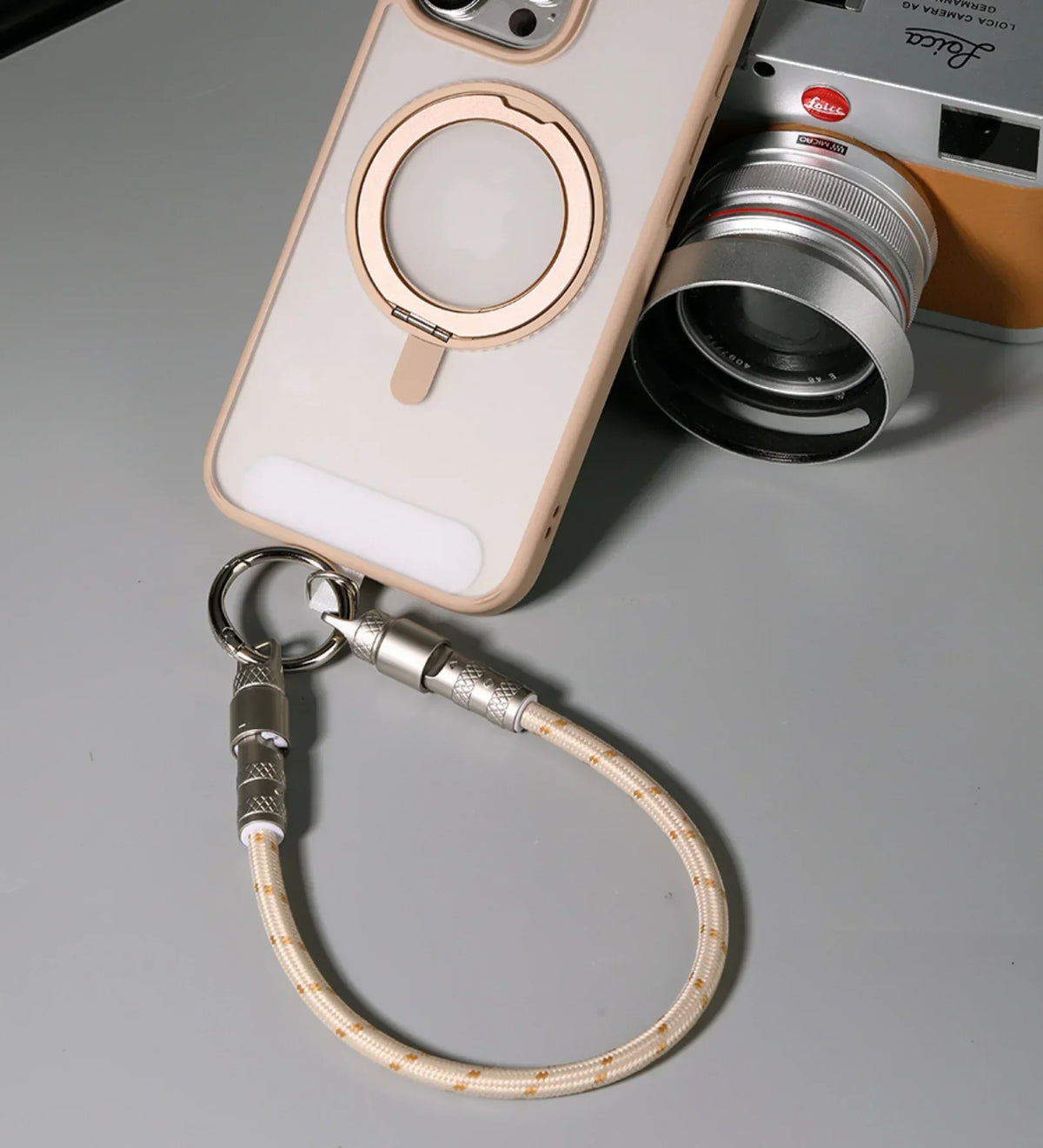 ROCK R15 Phone Lanyard + Fast-Charging Data Cable - Beige