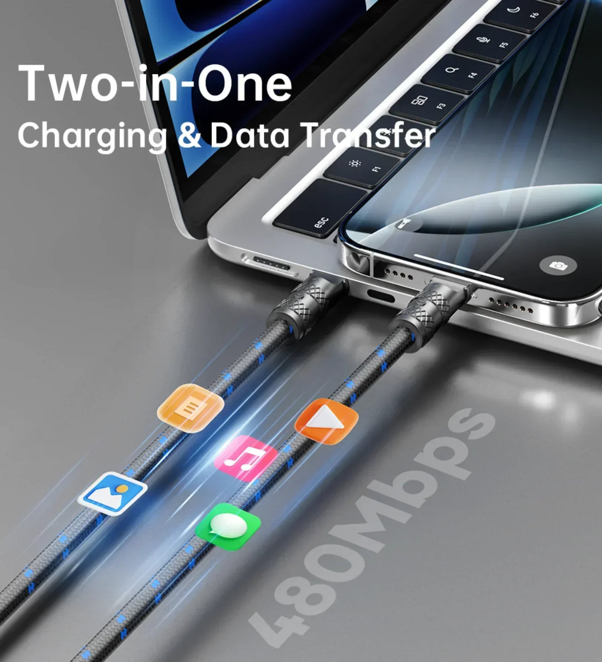 ROCK R15 Phone Lanyard + Fast-Charging Data Cable - Beige