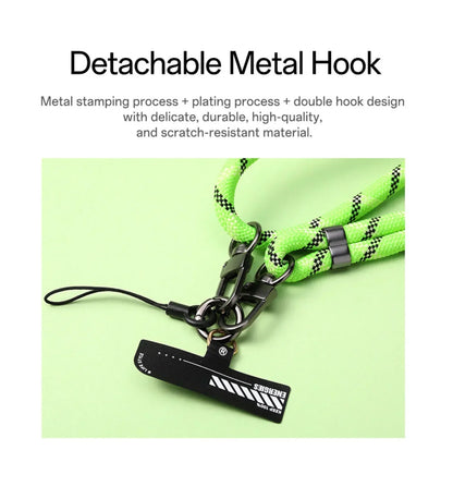 8mm Glow-in-the-Dark Phone Lanyard – Blue, Adjustable Neck & Wrist Strap for All Phones