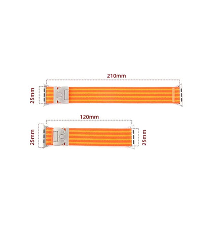 Parachute-Buckle Striped Nylon Apple Watch Band - Orange