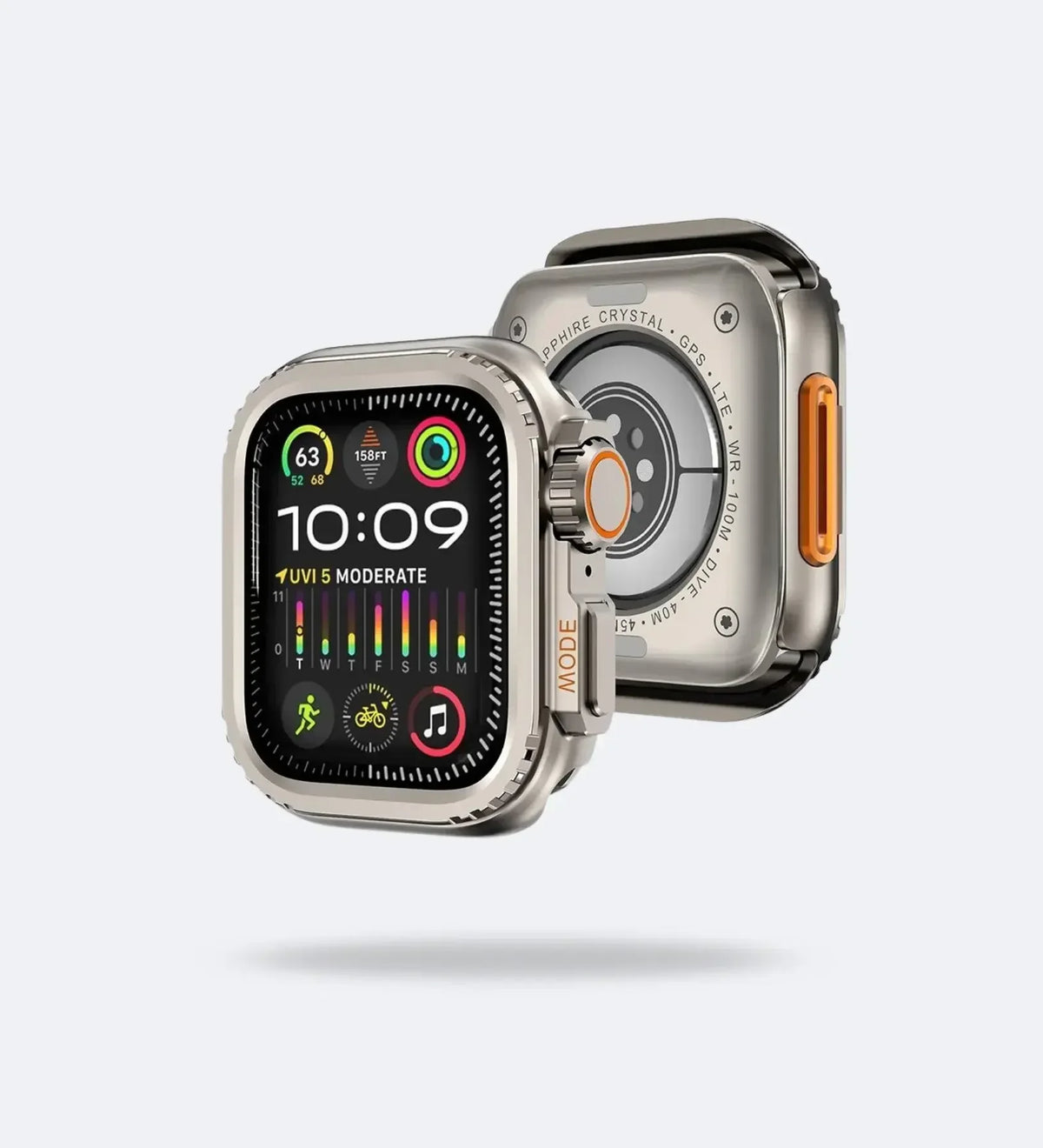 Apple Watch Ultra Converter Case Cover – Instantly Transform 44/45/46mm into Ultra Look - Natural Titanium