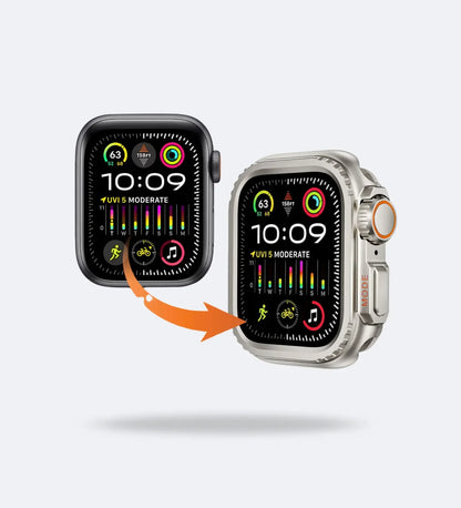 Apple Watch Ultra Converter Case Cover – Instantly Transform 44/45/46mm into Ultra Look - Natural Titanium